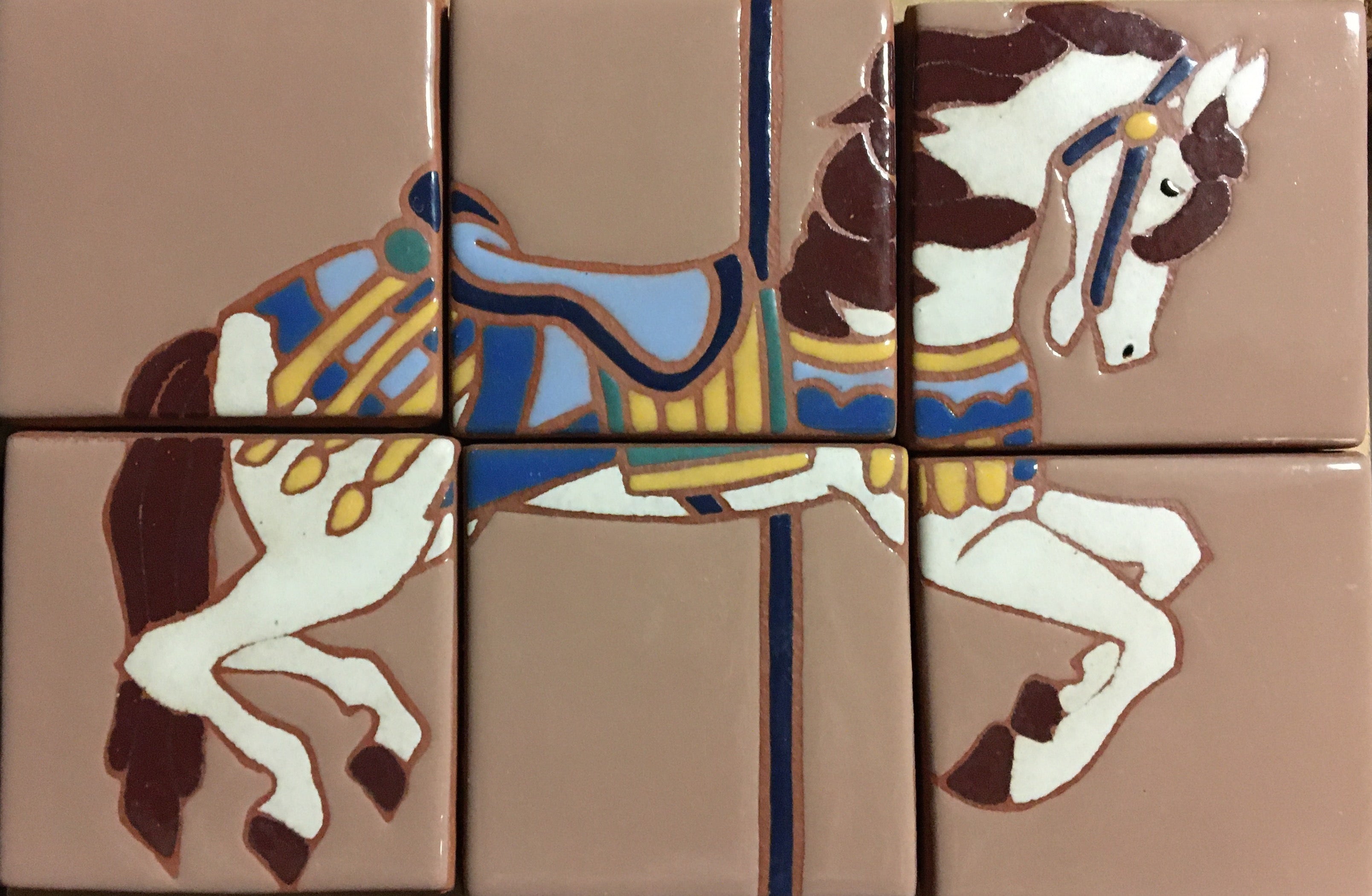 Carousel Pony (hand painted), 6 tiles, 8" x 12" Mural