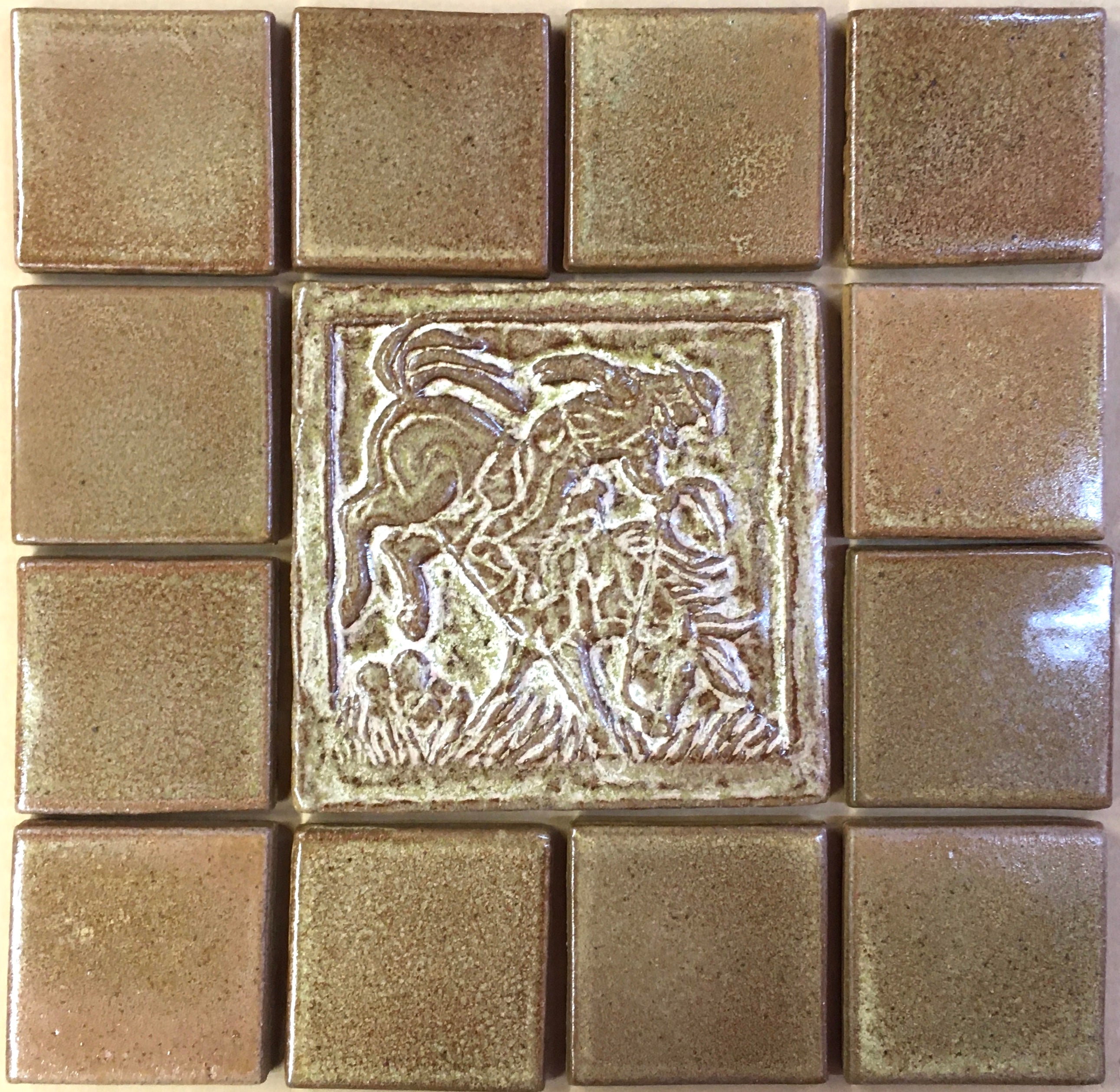 Bucking Bronco and Cowboy Vignette 16.5" x 16.5"