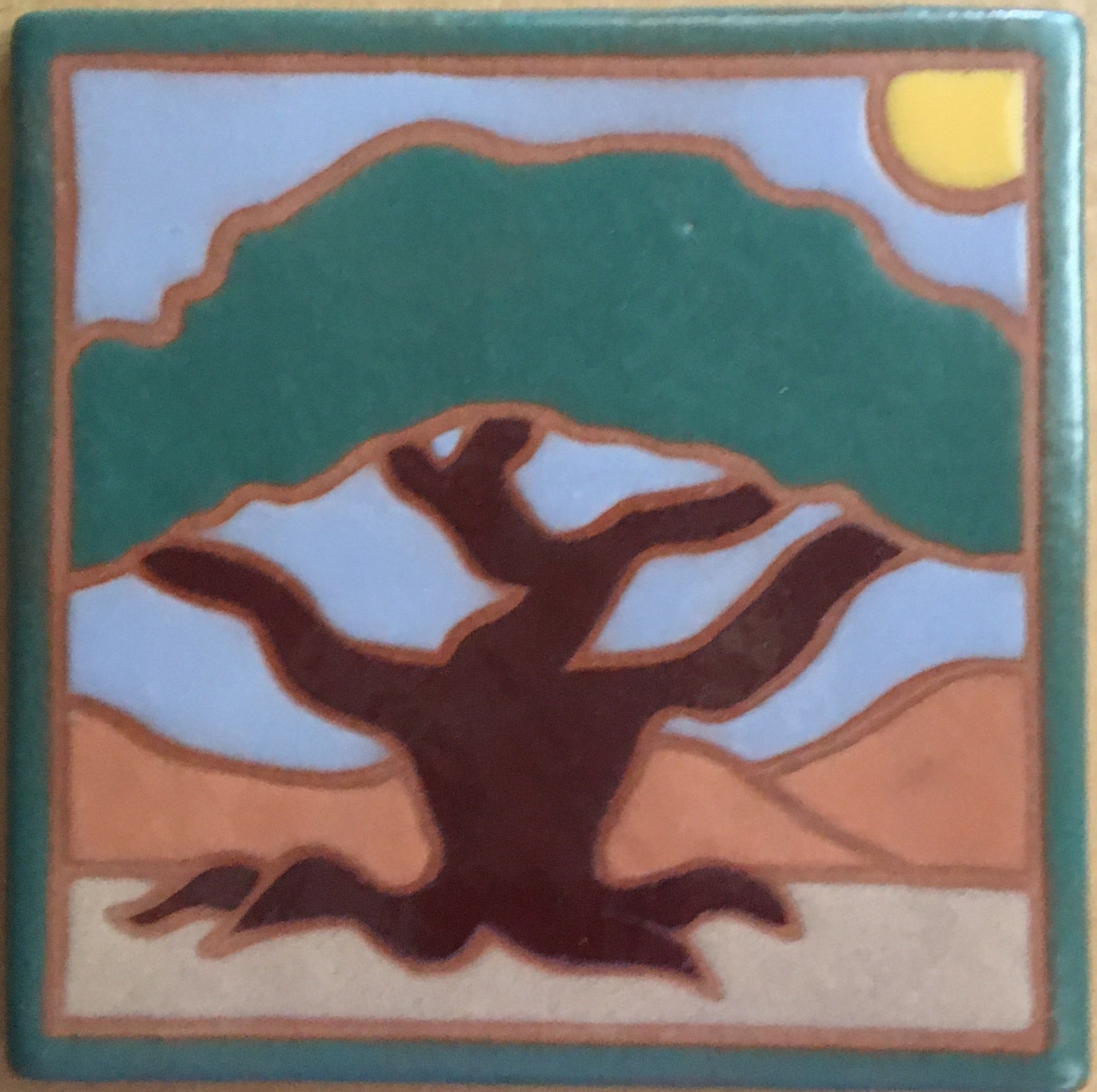 Cypress Tree (hand painted), 6"x 6"