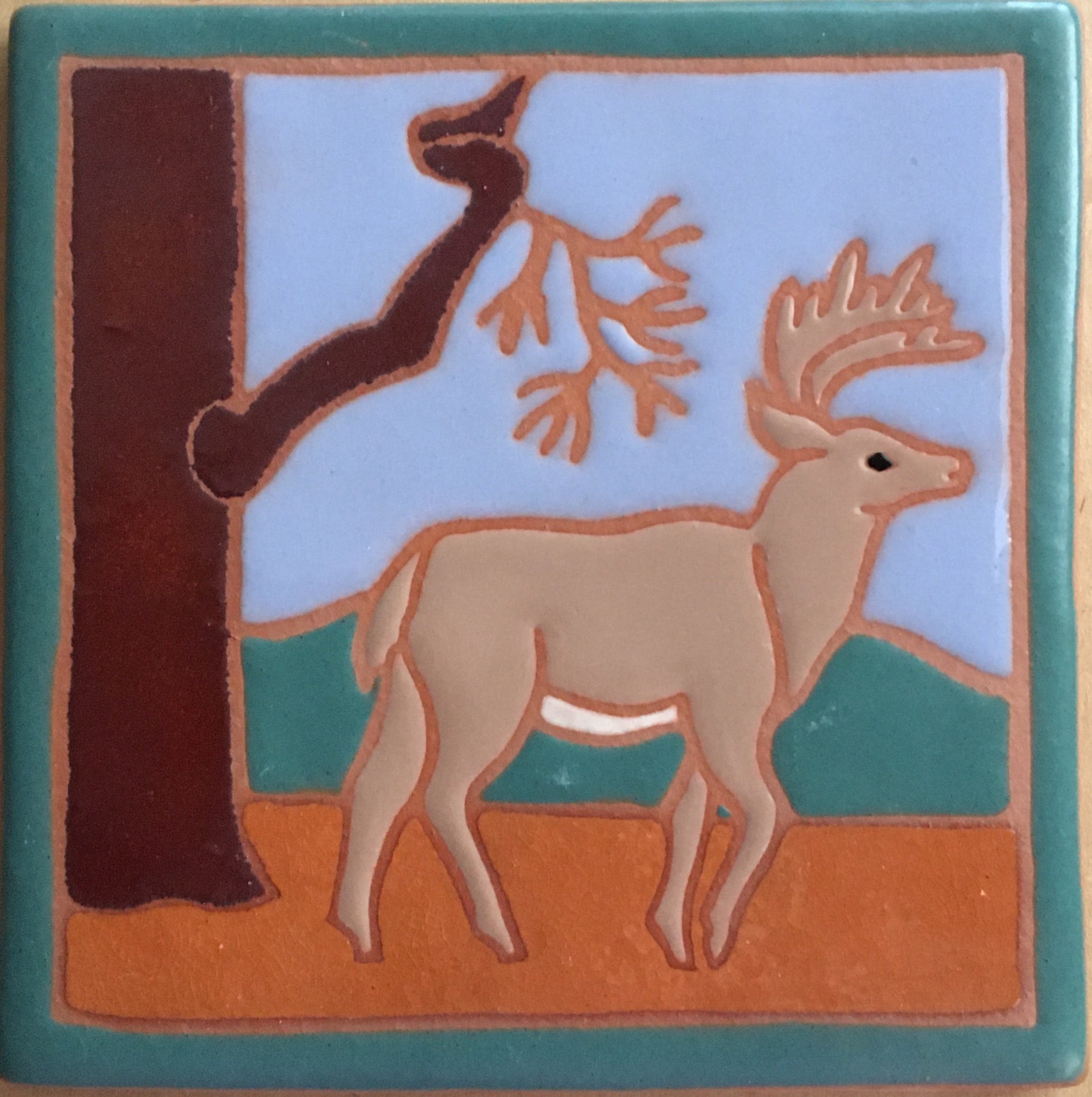 Deer (hand painted) Art Tile 6" x 6"