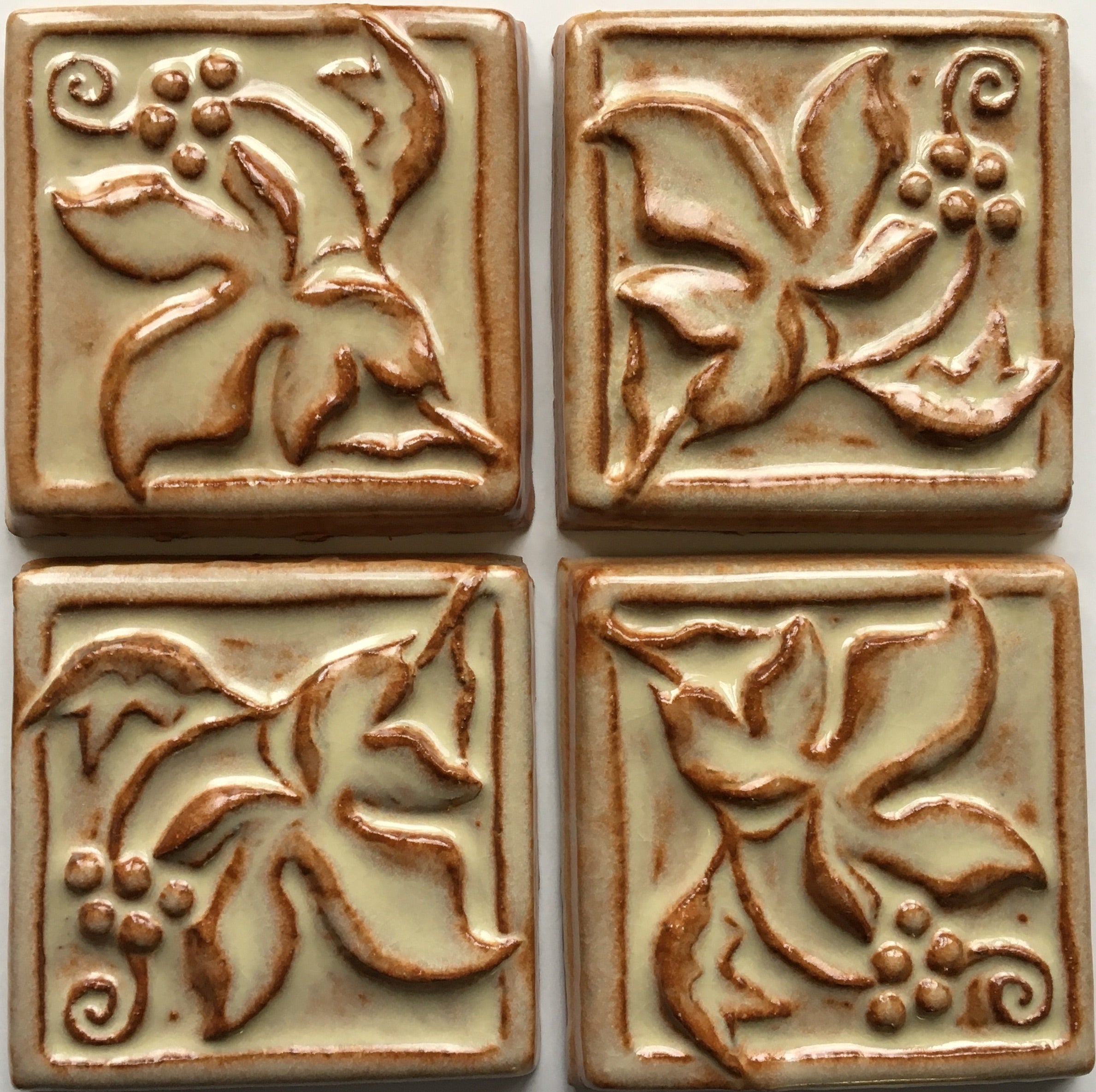 Grape Leaves Art Tile 4" x 4" (4 tiles)