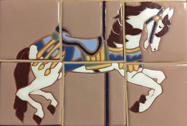 Carousel Pony (hand painted), 6 tiles, 8" x 12" Mural
