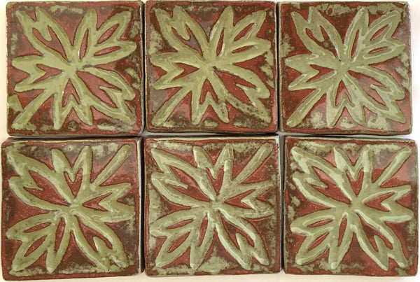 Maple Leaf, 6 tiles<br/>Vintage<br/>4" x 4" each
